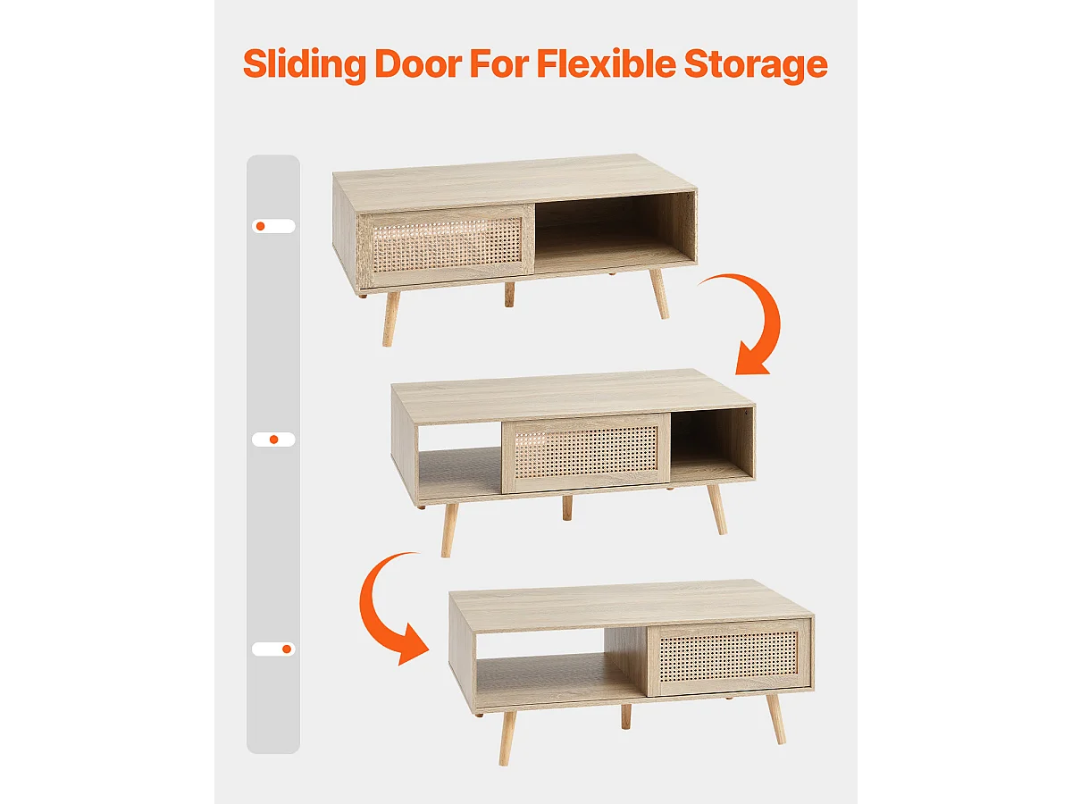 Beistelltisch SucceBuy aus Rattan von 107cm mit 2 Ebenen für Wohnzimmer und Schlafzimmer, Aufbewahrung mit 2 Ebenen im Bohème-Stil, für Schlafzimmer