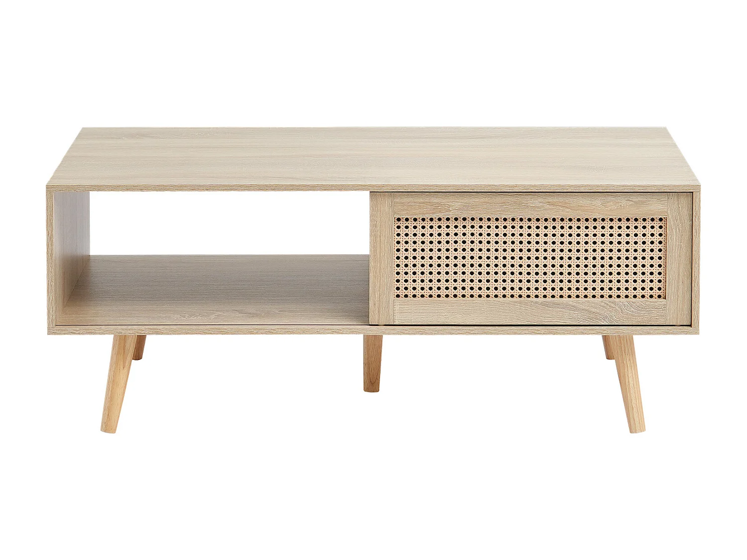 Beistelltisch SucceBuy aus Rattan von 107cm mit 2 Ebenen für Wohnzimmer und Schlafzimmer, Aufbewahrung mit 2 Ebenen im Bohème-Stil, für Schlafzimmer