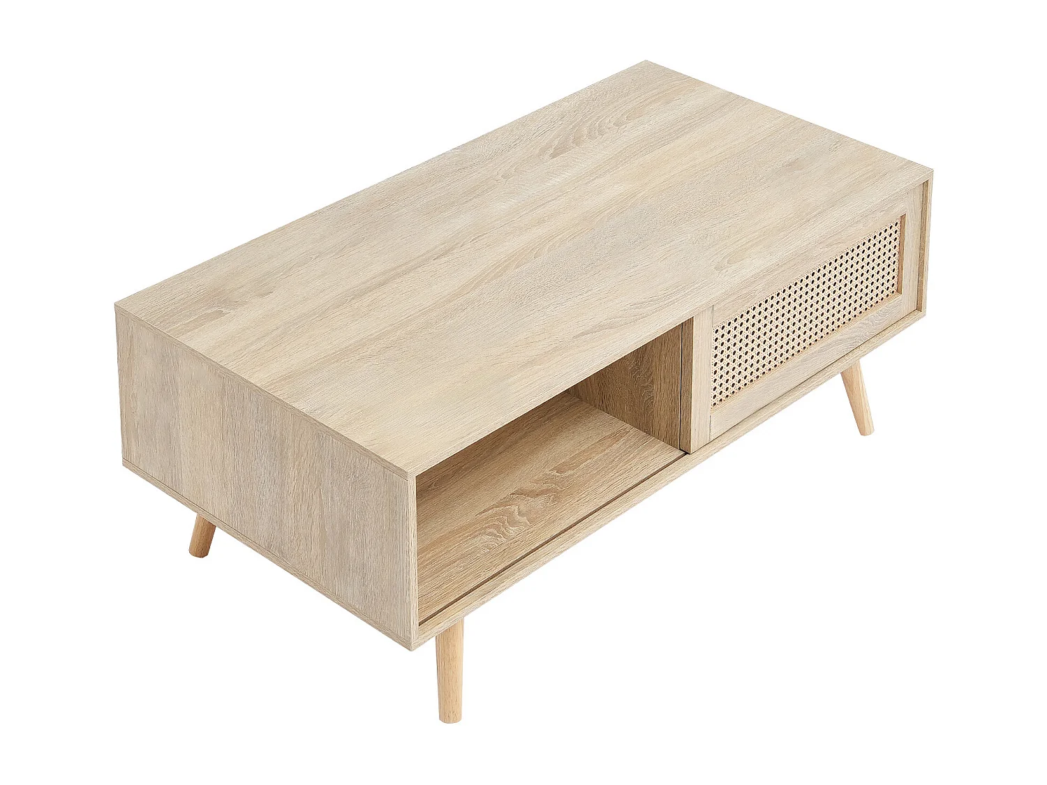 Beistelltisch SucceBuy aus Rattan von 107cm mit 2 Ebenen für Wohnzimmer und Schlafzimmer, Aufbewahrung mit 2 Ebenen im Bohème-Stil, für Schlafzimmer