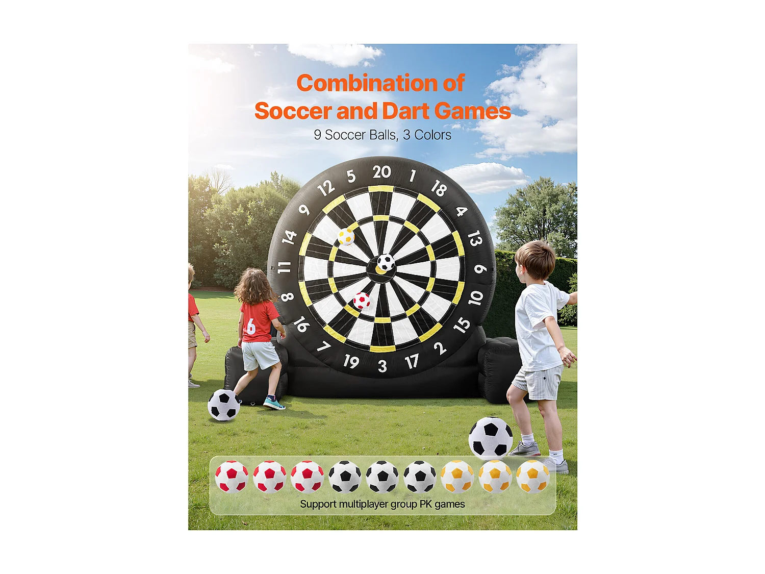 Aufblasbares Fußballtor SucceBuy, 3000 mm, 9 Bälle und Luftpumpe