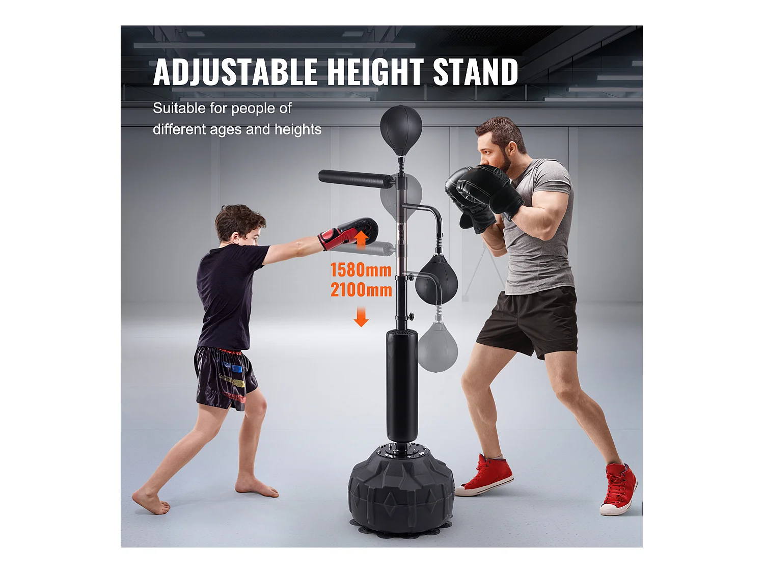 Sac de Frappe SucceBuy, Entraîneur de Vitesse de Boxe RÉglable, Acier au Carbone et PEHD, Noir