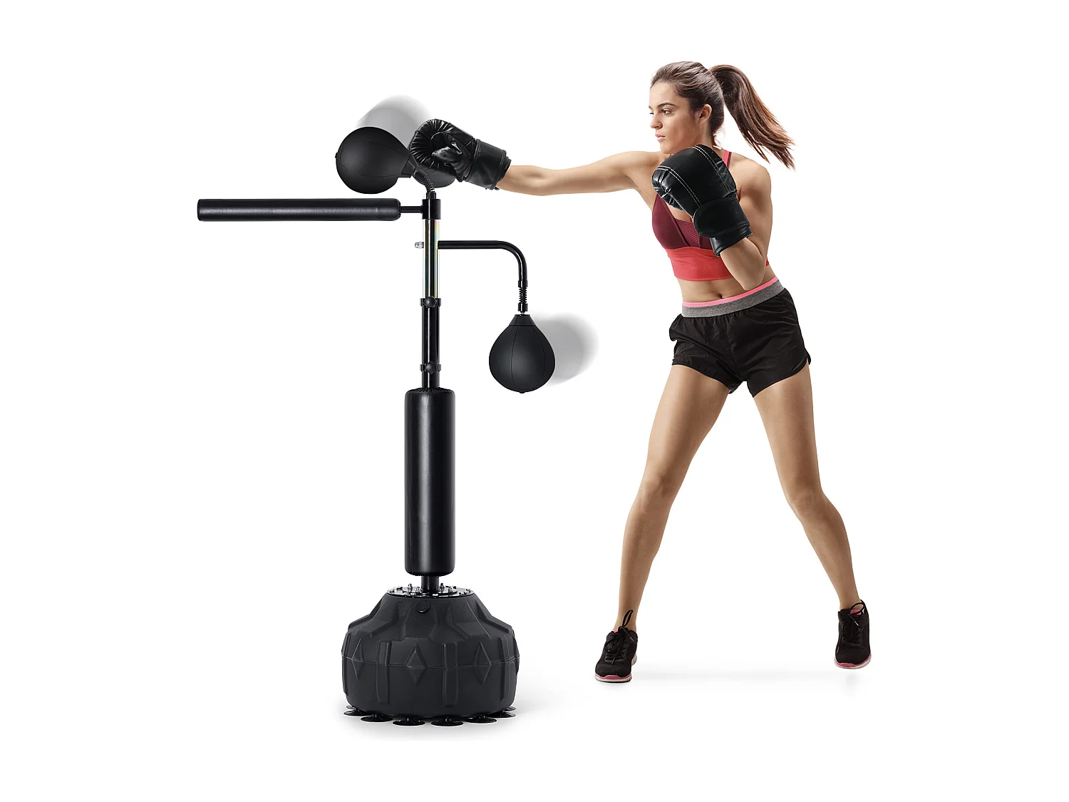 Sac de Frappe SucceBuy, Entraîneur de Vitesse de Boxe RÉglable, Acier au Carbone et PEHD, Noir