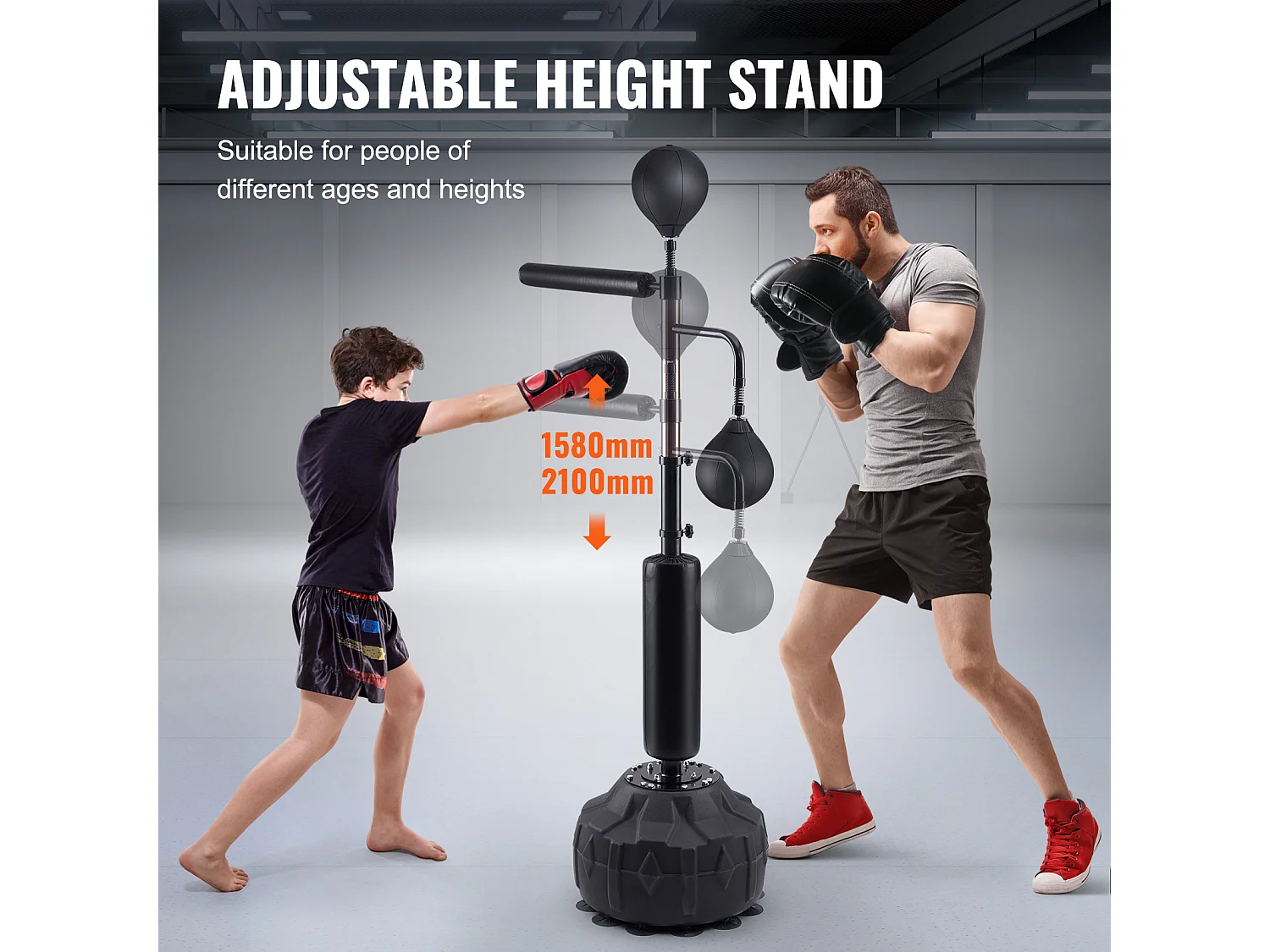 Sac de Frappe SucceBuy, Entraîneur de Vitesse de Boxe RÉglable, Acier au Carbone et PEHD, Noir