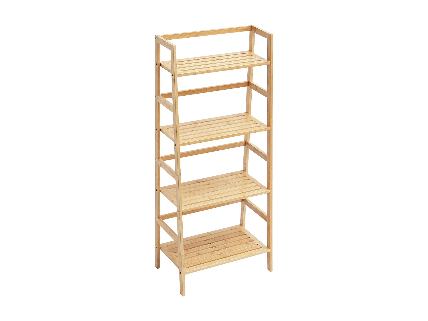 Étagère SucceBuy en Bambou à 4 Niveaux Étagère de Rangement à Échelle Trapézoïdale pour Salle de Bain, Chambre, Bureau, Étude, Bois Naturel