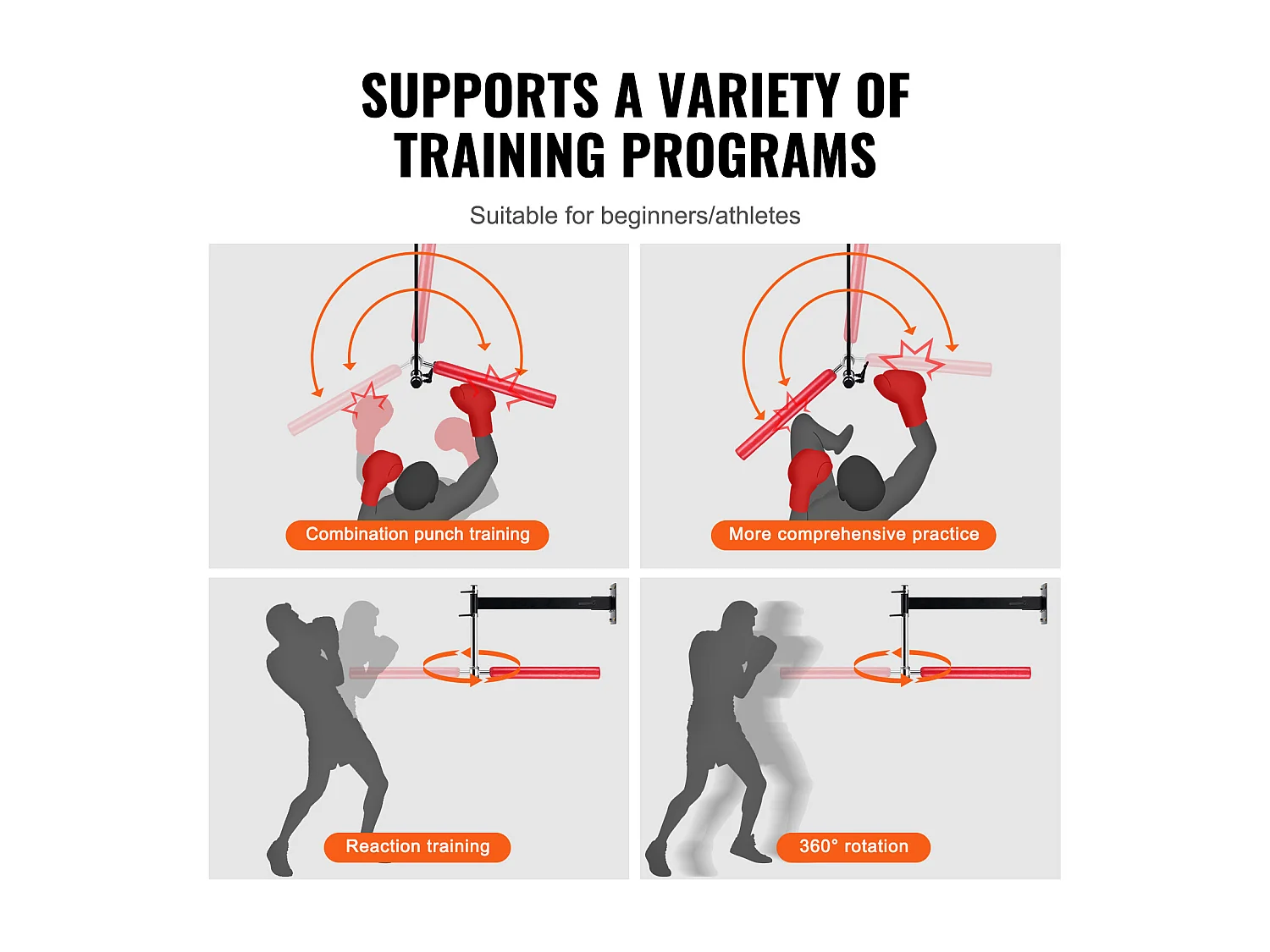 Sac de Frappe SucceBuy, Barre de Boxe Murale Réglable avec Gants Rouge, pour Exercice à Domicile, Soulagement du Stress et Fitness