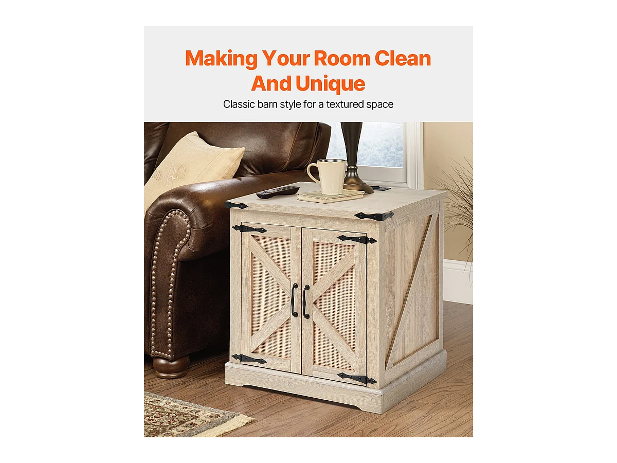 Table Basse SucceBuy en Rotin de 61cm pour la Maison, Moderne et Fonctionnelle, 2 Niveaux, Accents Métalliques, pour Chambre et Petits Espaces