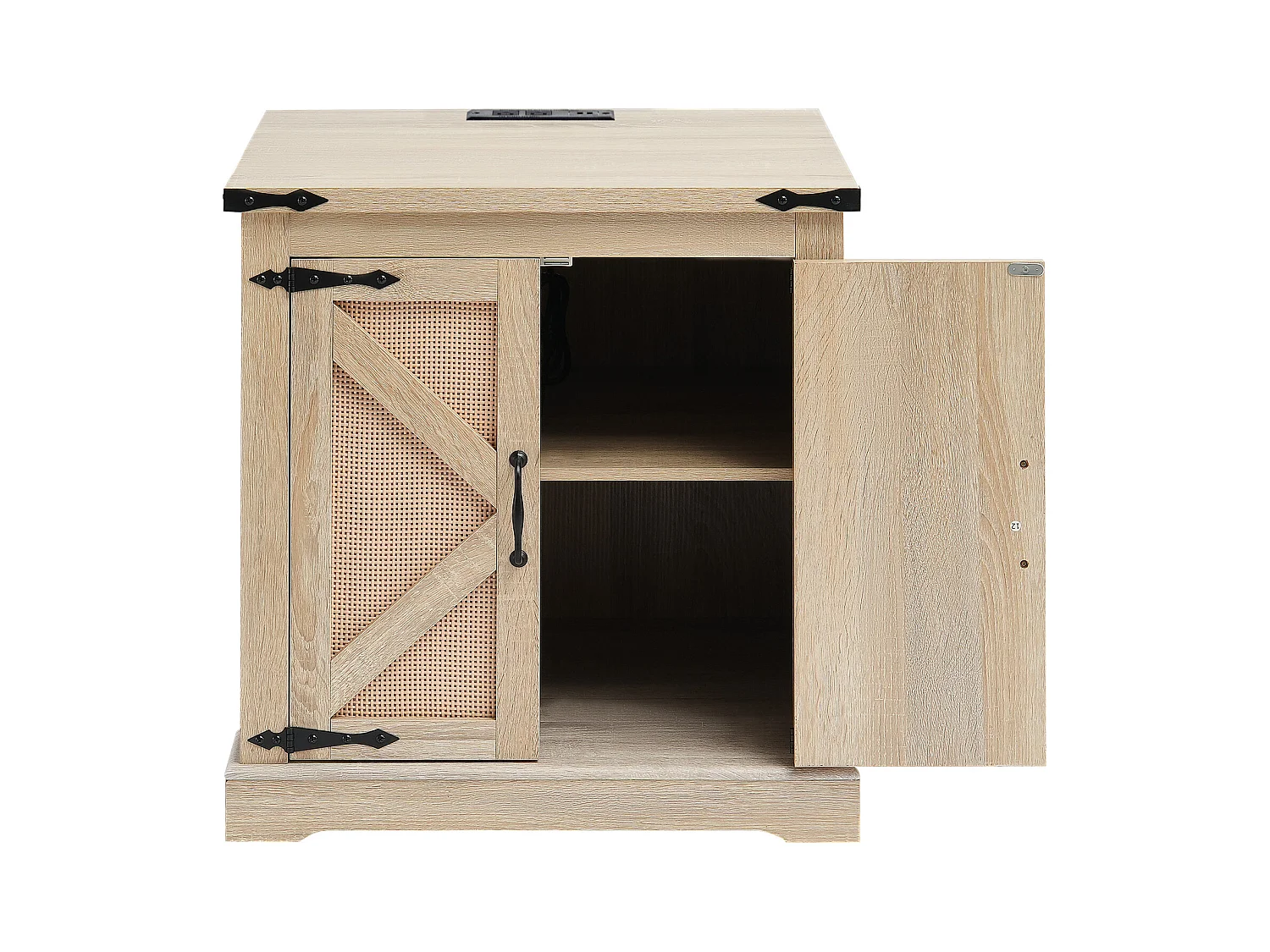 Table Basse SucceBuy en Rotin de 61cm pour la Maison, Moderne et Fonctionnelle, 2 Niveaux, Accents Métalliques, pour Chambre et Petits Espaces