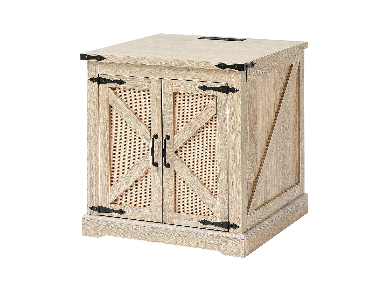 Table Basse SucceBuy en Rotin de 61cm pour la Maison, Moderne et Fonctionnelle, 2 Niveaux, Accents Métalliques, pour Chambre et Petits Espaces