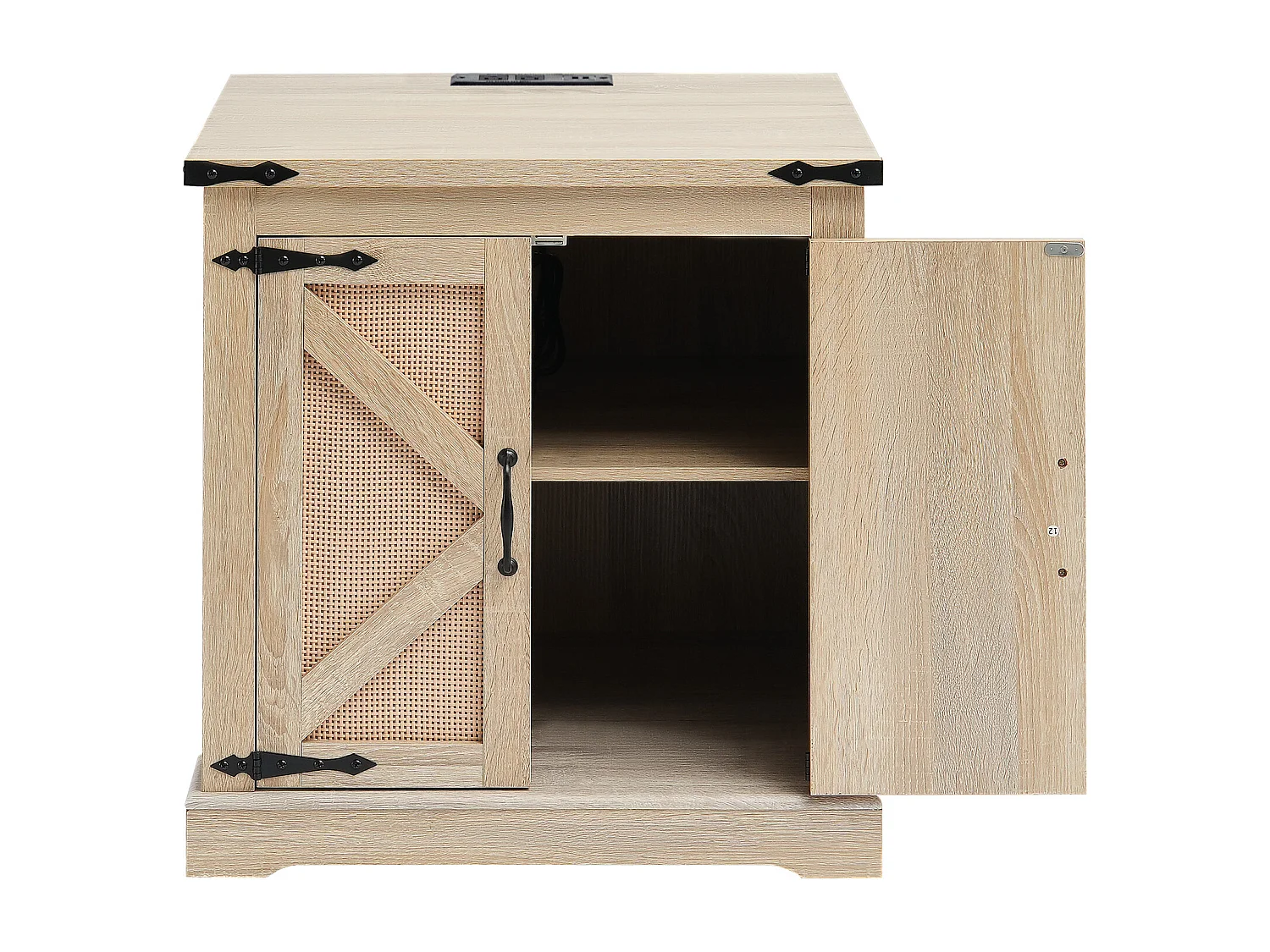 Table Basse SucceBuy en Rotin de 61cm pour la Maison, Moderne et Fonctionnelle, 2 Niveaux, Accents Métalliques, pour Chambre et Petits Espaces