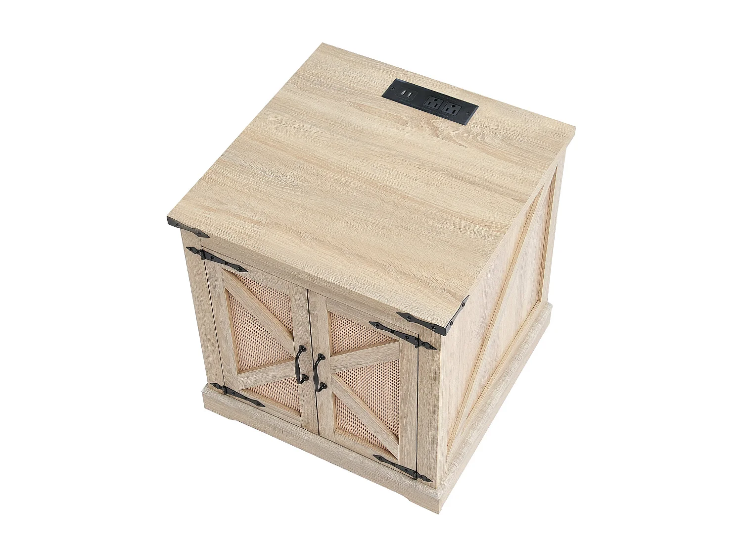 Table Basse SucceBuy en Rotin de 61cm pour la Maison, Moderne et Fonctionnelle, 2 Niveaux, Accents Métalliques, pour Chambre et Petits Espaces