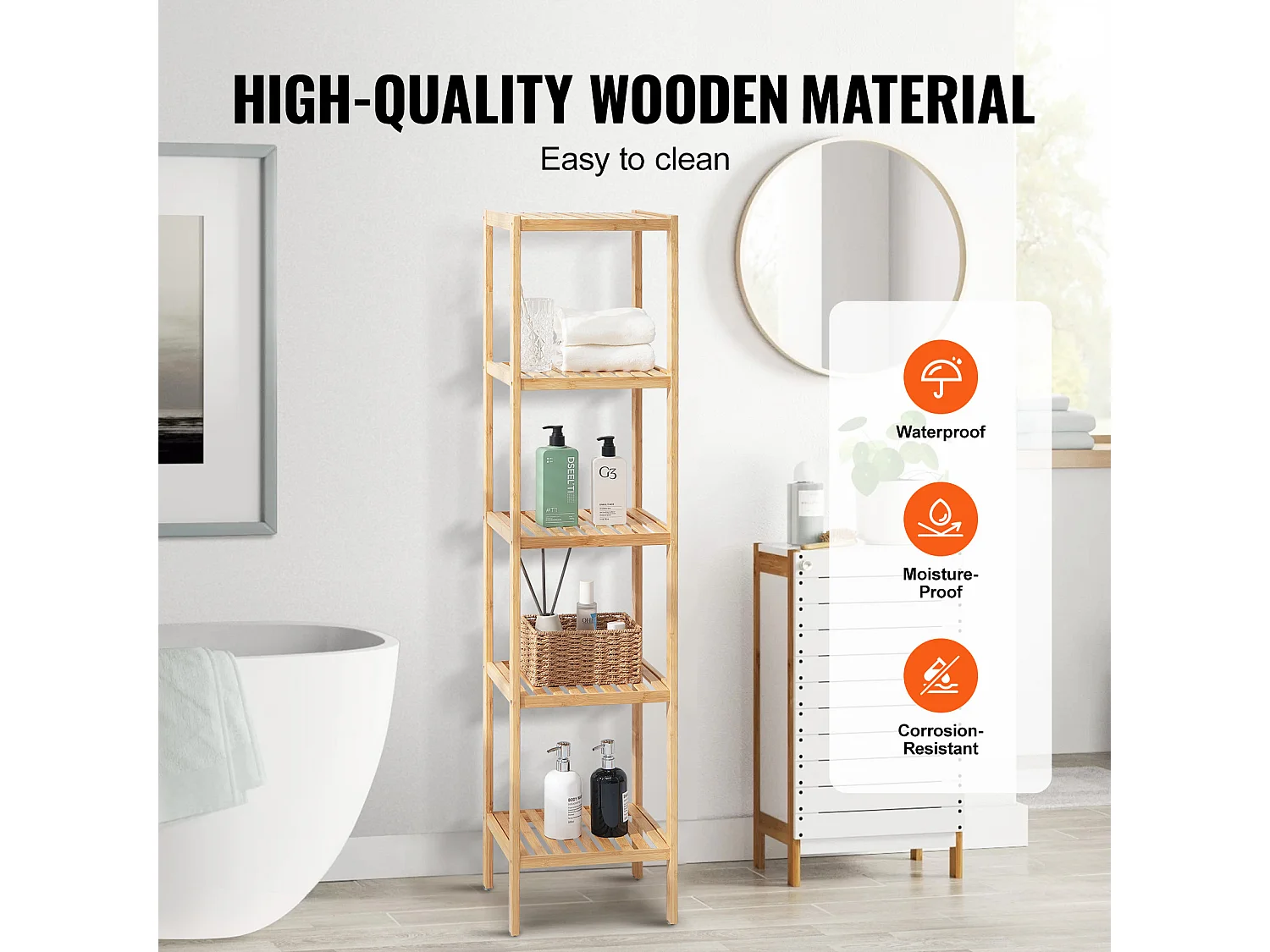 Étagère SucceBuy d'Angle sur Pied Étagère à Échelle en Bambou à 5 Niveaux Support pour Salle de Bain, Chambre, Bureau, Étude, Bois Naturel