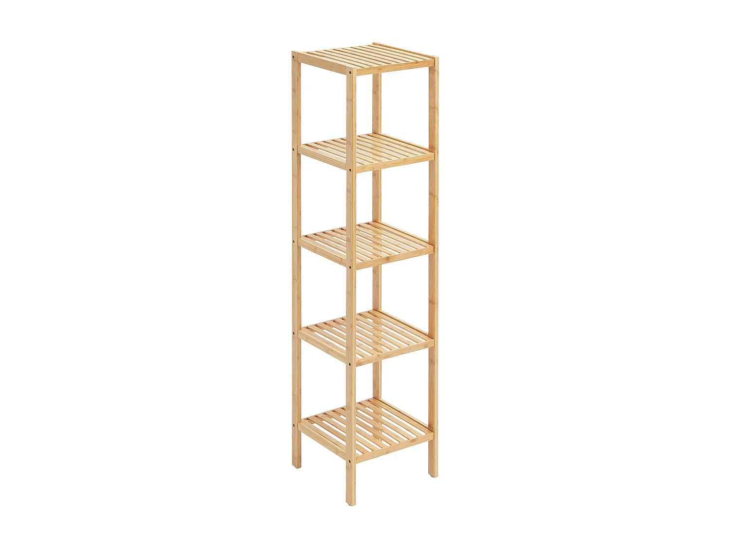 Étagère SucceBuy d'Angle sur Pied Étagère à Échelle en Bambou à 5 Niveaux Support pour Salle de Bain, Chambre, Bureau, Étude, Bois Naturel