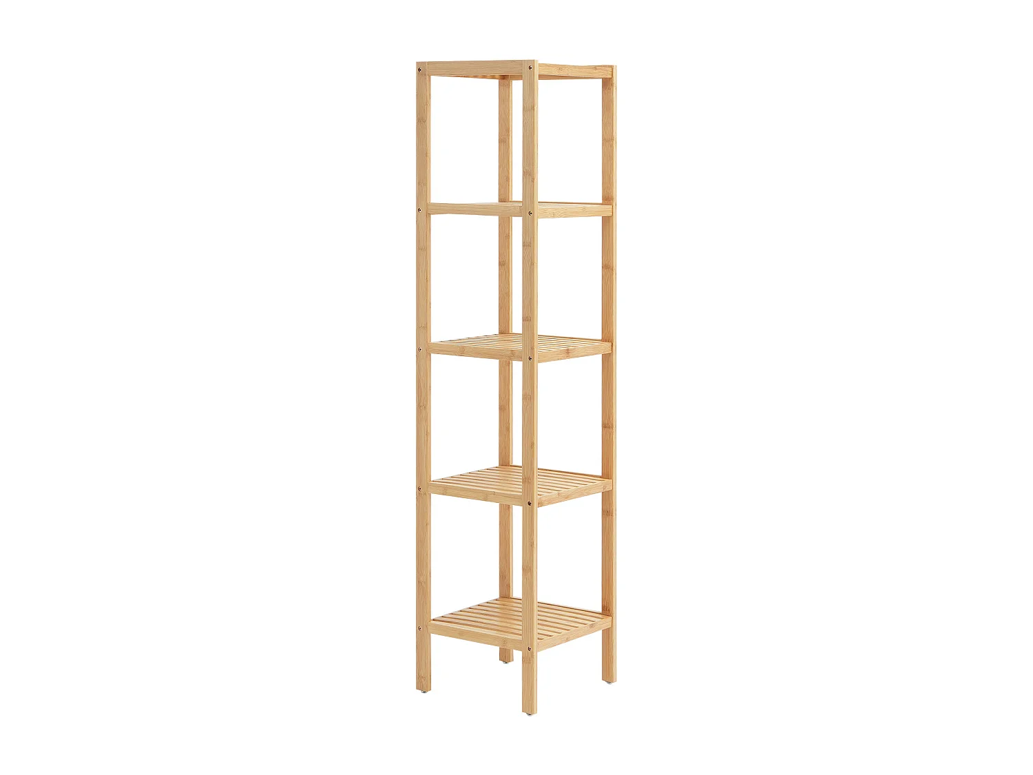 Étagère SucceBuy d'Angle sur Pied Étagère à Échelle en Bambou à 5 Niveaux Support pour Salle de Bain, Chambre, Bureau, Étude, Bois Naturel