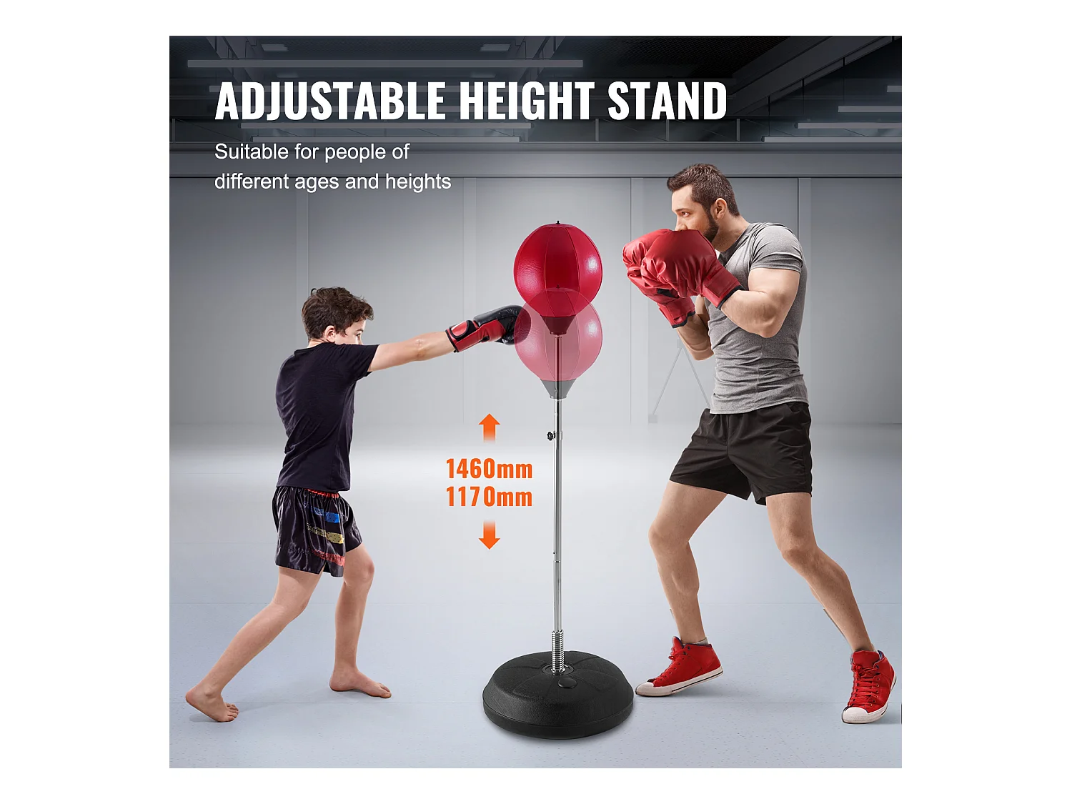 Sac de Frappe SucceBuy, Sac de Boxe Réflexe, Gants de Boxe et Support Inclus, pour Exercice à Domicile, Soulagement du Stress et Fitness