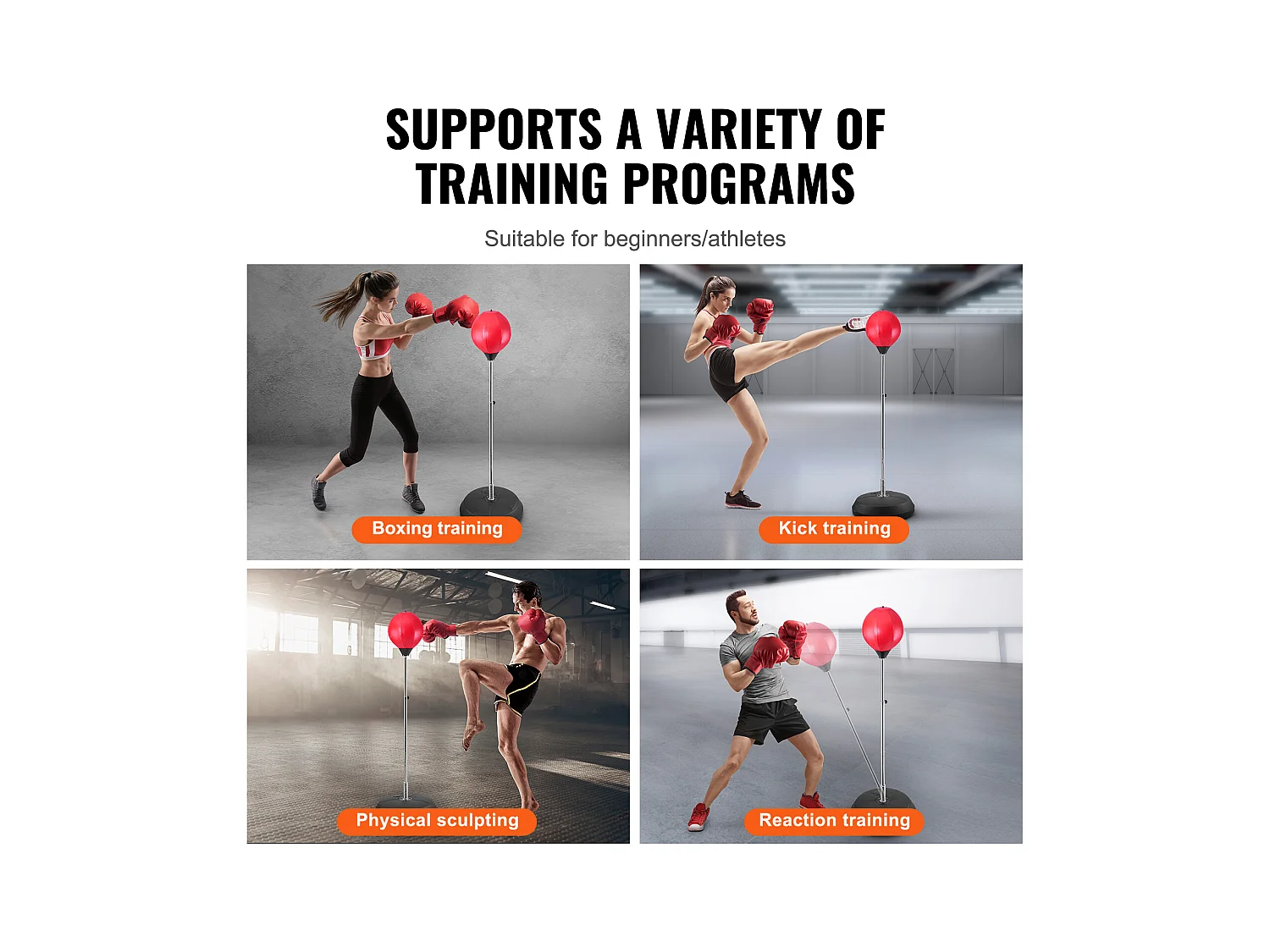 Sac de Frappe SucceBuy, Sac de Boxe Réflexe, Gants de Boxe et Support Inclus, pour Exercice à Domicile, Soulagement du Stress et Fitness