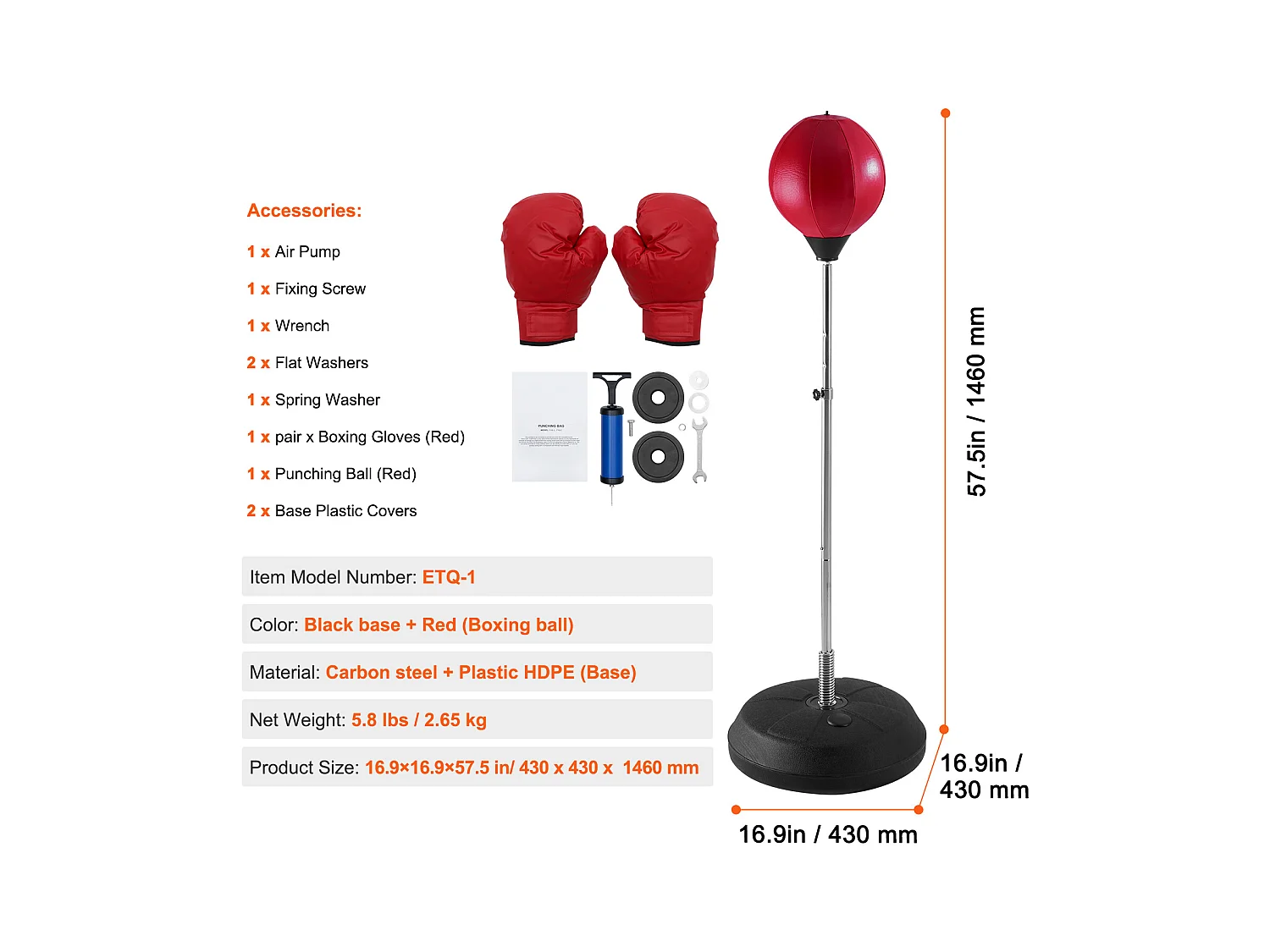 Sac de Frappe SucceBuy, Sac de Boxe Réflexe, Gants de Boxe et Support Inclus, pour Exercice à Domicile, Soulagement du Stress et Fitness