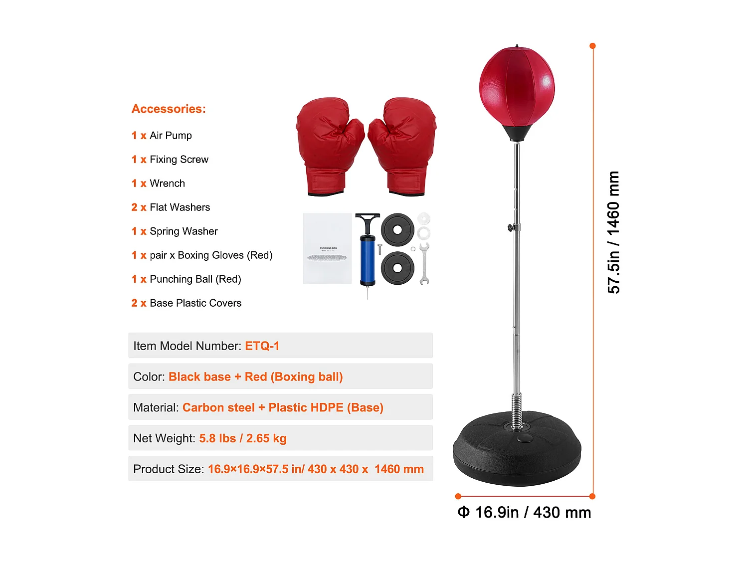 Sac de Frappe SucceBuy, Sac de Boxe Réflexe, Gants de Boxe et Support Inclus, pour Exercice à Domicile, Soulagement du Stress et Fitness