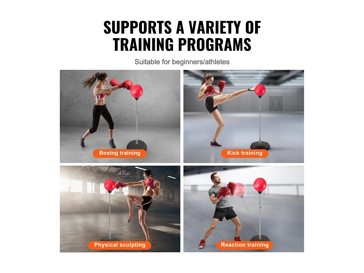 Sac de Frappe SucceBuy, Sac de Boxe Réflexe, Gants de Boxe et Support Inclus, pour Exercice à Domicile, Soulagement du Stress et Fitness