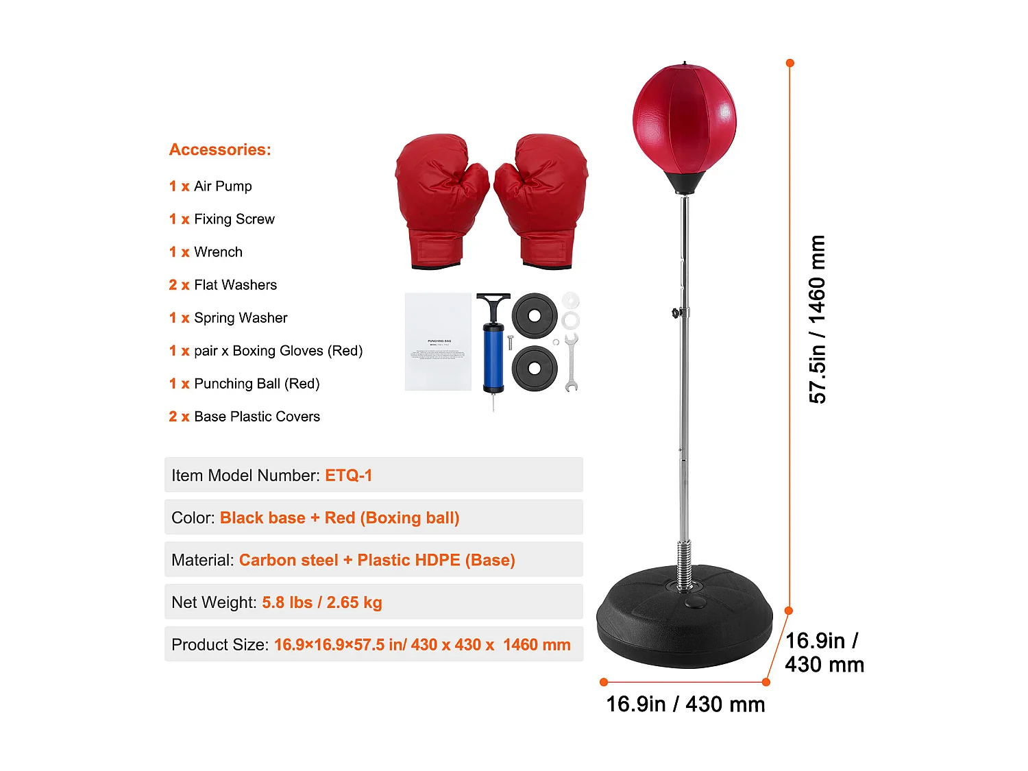 Sac de Frappe SucceBuy, Sac de Boxe Réflexe, Gants de Boxe et Support Inclus, pour Exercice à Domicile, Soulagement du Stress et Fitness