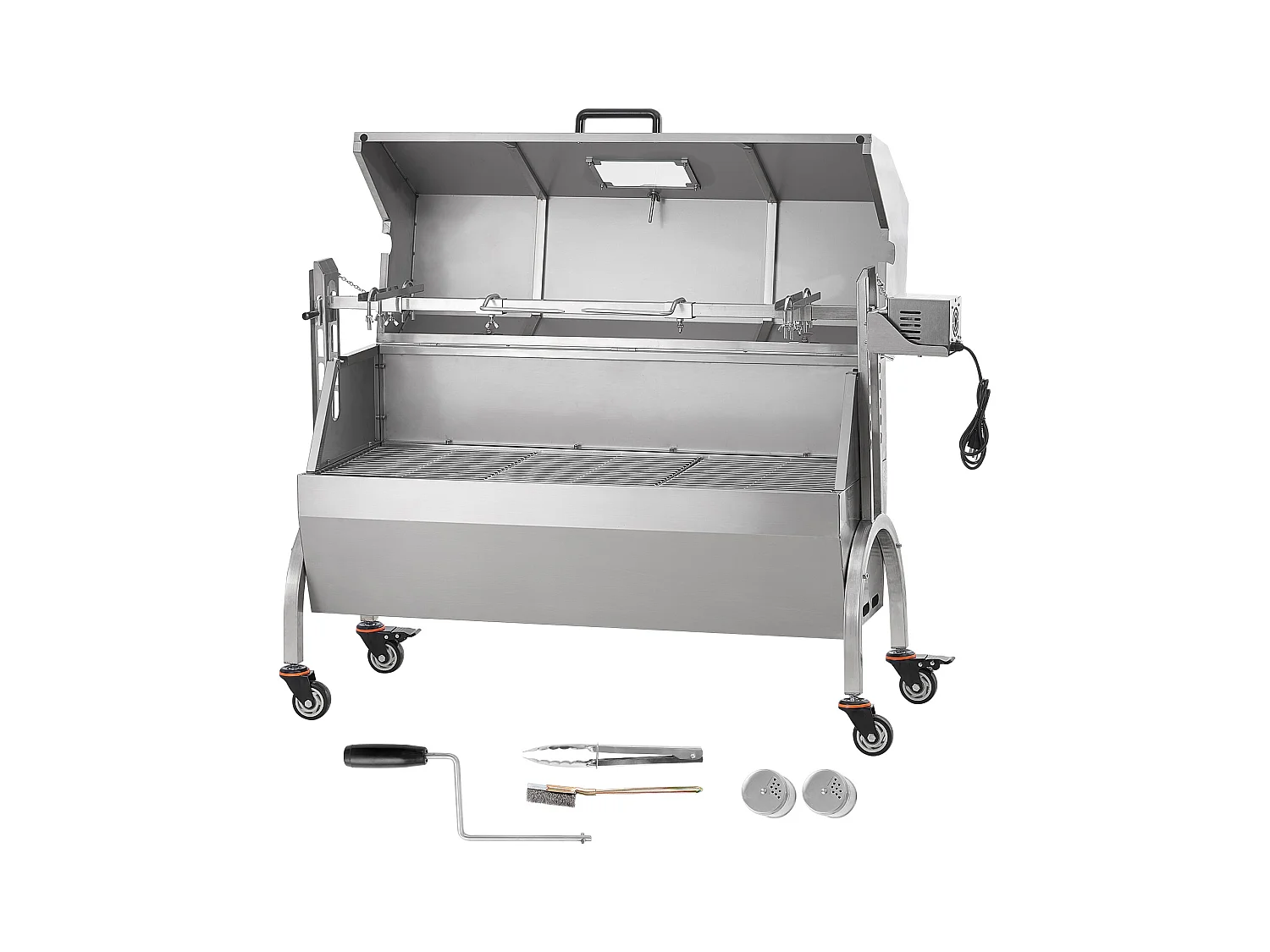 Barbecue à Rôtisserie SucceBuy 52 W Roaster Spit Rotisserie BBQ Grill Porc Agneau Poulet 60 kg Acier Inoxydable