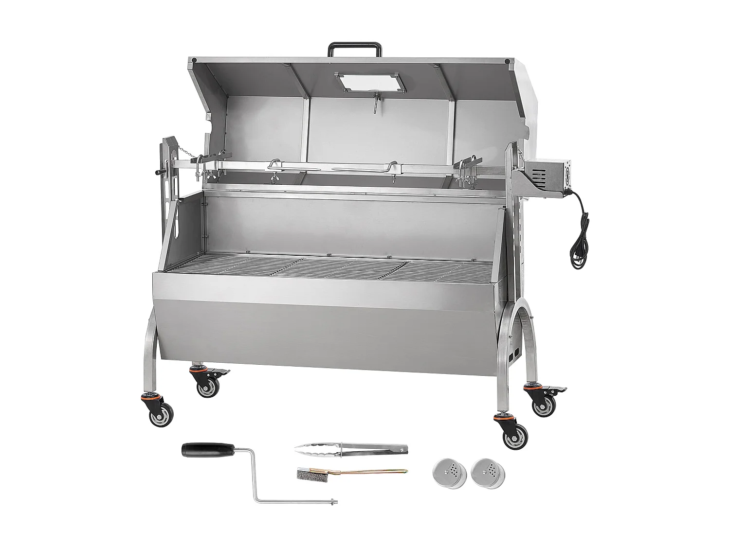 Barbecue à Rôtisserie SucceBuy 52 W Roaster Spit Rotisserie BBQ Grill Porc Agneau Poulet 60 kg Acier Inoxydable