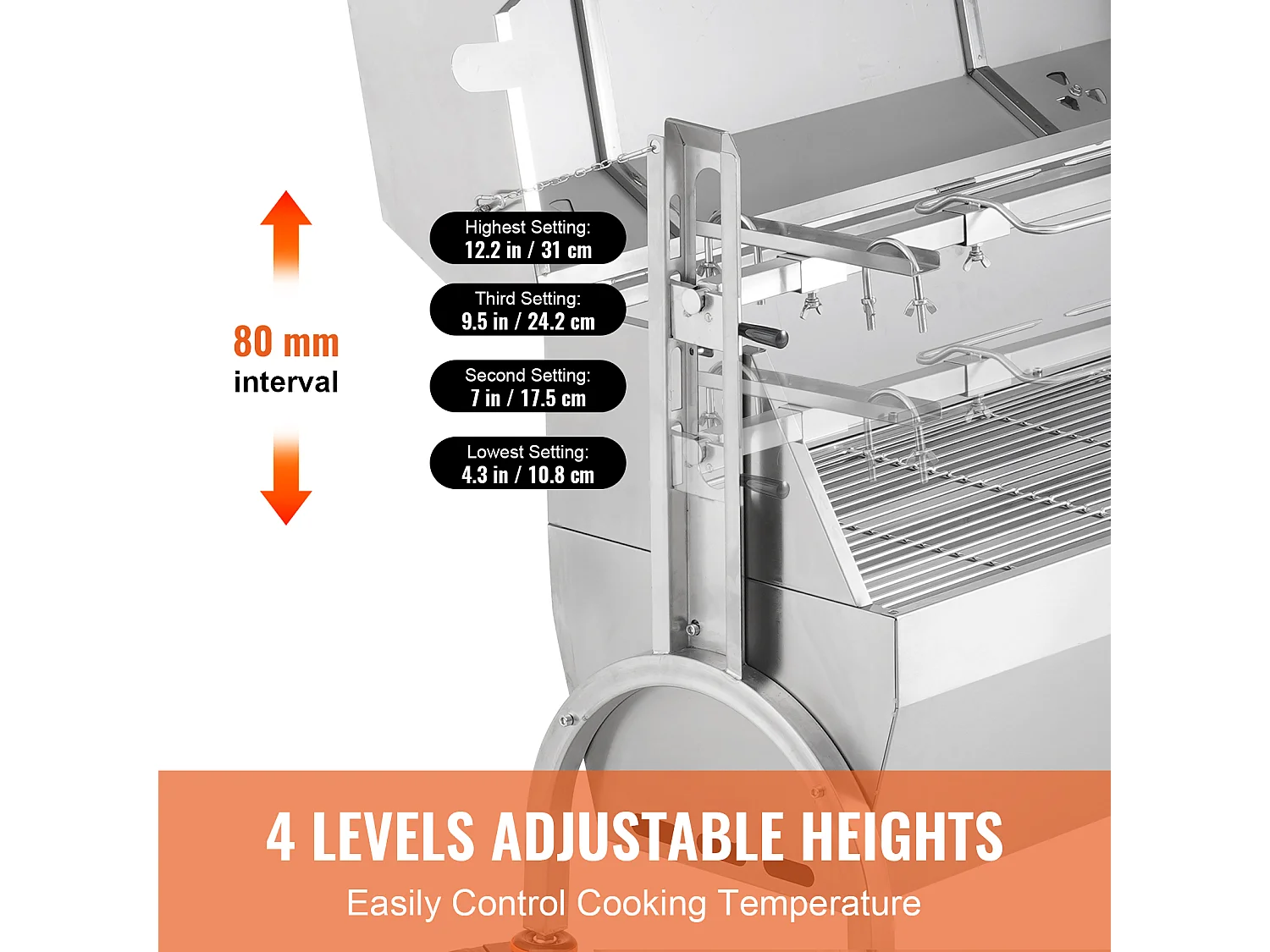 Barbecue à Rôtisserie SucceBuy 52 W Roaster Spit Rotisserie BBQ Grill Porc Agneau Poulet 60 kg Acier Inoxydable