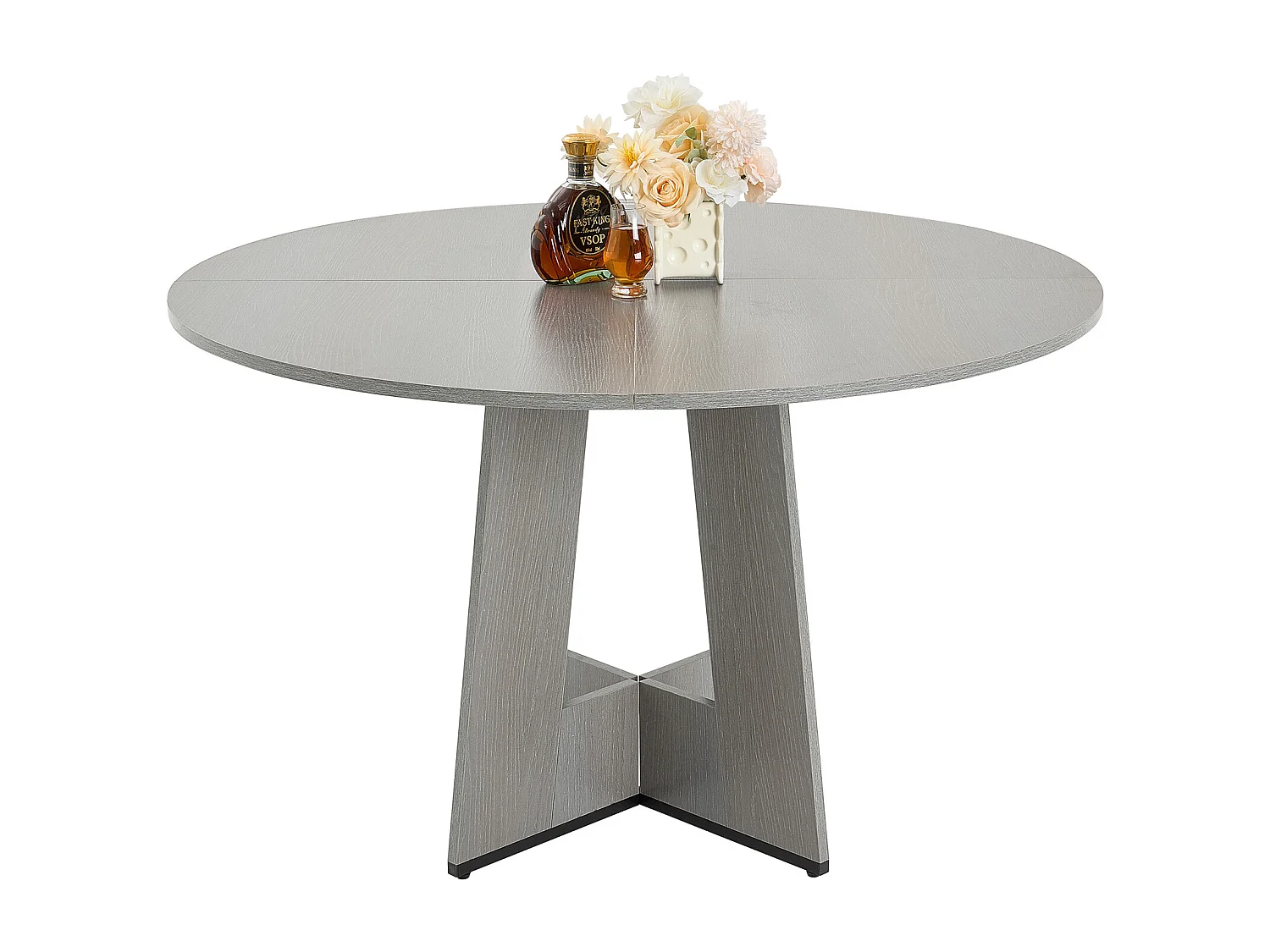 Ensemble Table SucceBuy Table Ronde en Bois de 119 cm pour 2 à 4 Personnes (Table Uniquement), Mobilier Circulaire Rustique avec Pieds en Bois Épais