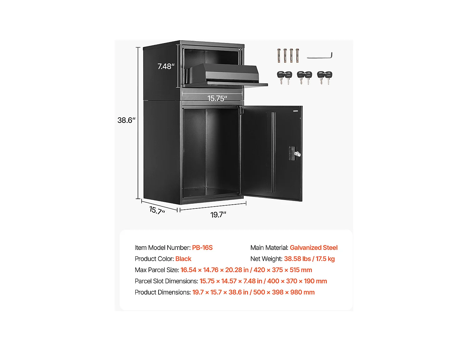 Boîte aux Lettres SucceBuy Boîte de Dépôt de Colis Extérieure Verrouillable pour une Livraison Sécurisée, 99 cm