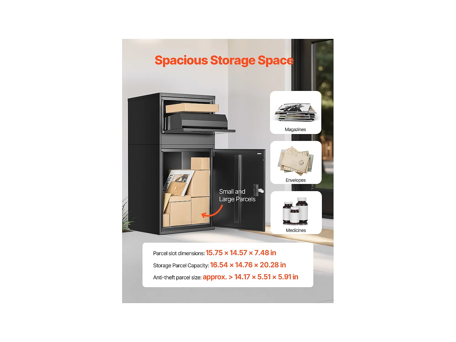 Boîte aux Lettres SucceBuy Boîte de Dépôt de Colis Extérieure Verrouillable pour une Livraison Sécurisée, 99 cm