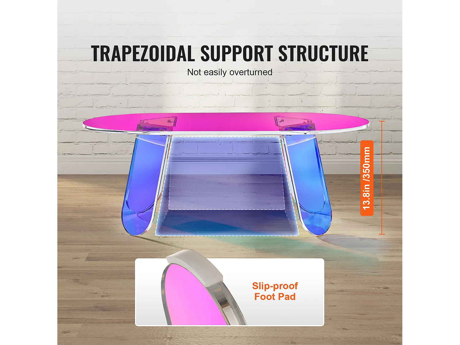 Stolik Kawowy SucceBuy z Akrylu Stolik pomocniczy Iryzujący o 35cm dla Salonu, Tarasu, Podwórka, Przekąska/Napój/Jedzenie