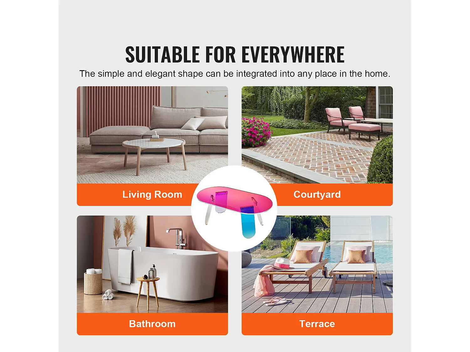 Stolik Kawowy SucceBuy z Akrylu Stolik pomocniczy Iryzujący o 35cm dla Salonu, Tarasu, Podwórka, Przekąska/Napój/Jedzenie