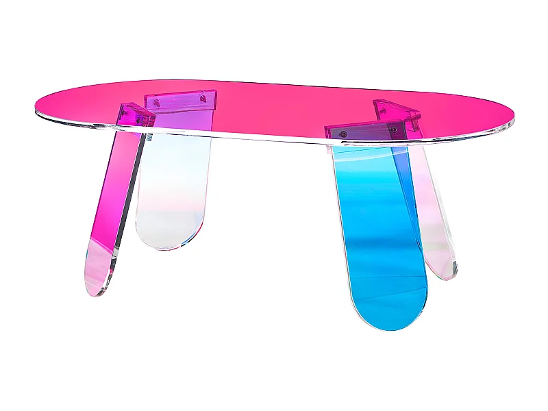 Mesa de Centro SucceBuy em Acrílico Mesa de Apoio Iridescente de 35cm para Sala, Terraço, Pátio, Lanche/Bebida/Comida