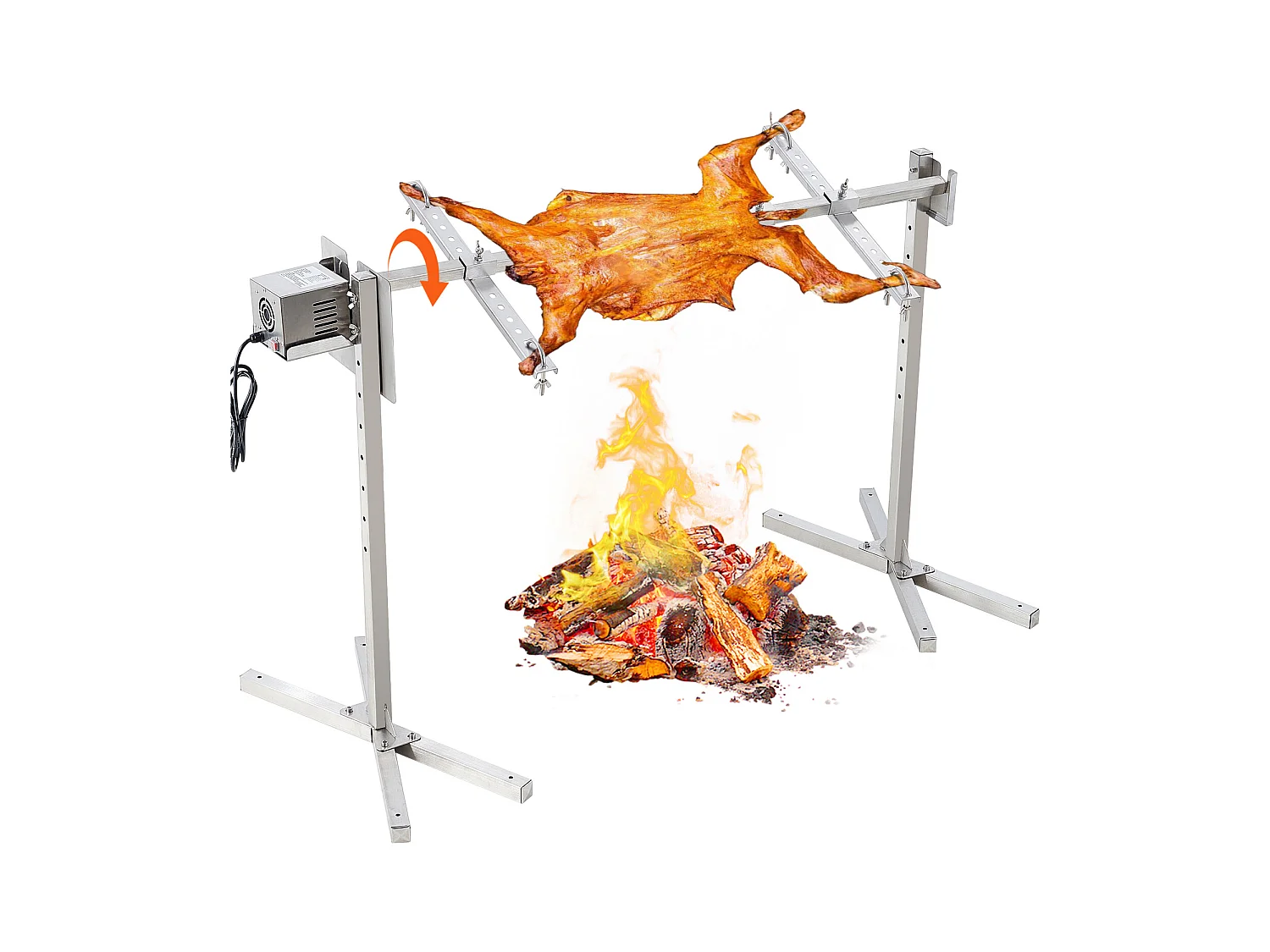 Barbecue à Rôtisserie SucceBuy Kit de Rôtisserie pour Barbecue Électrique de 117 cm, Gril en Acier Inoxydable de 60 kg pour Porc et Agneau