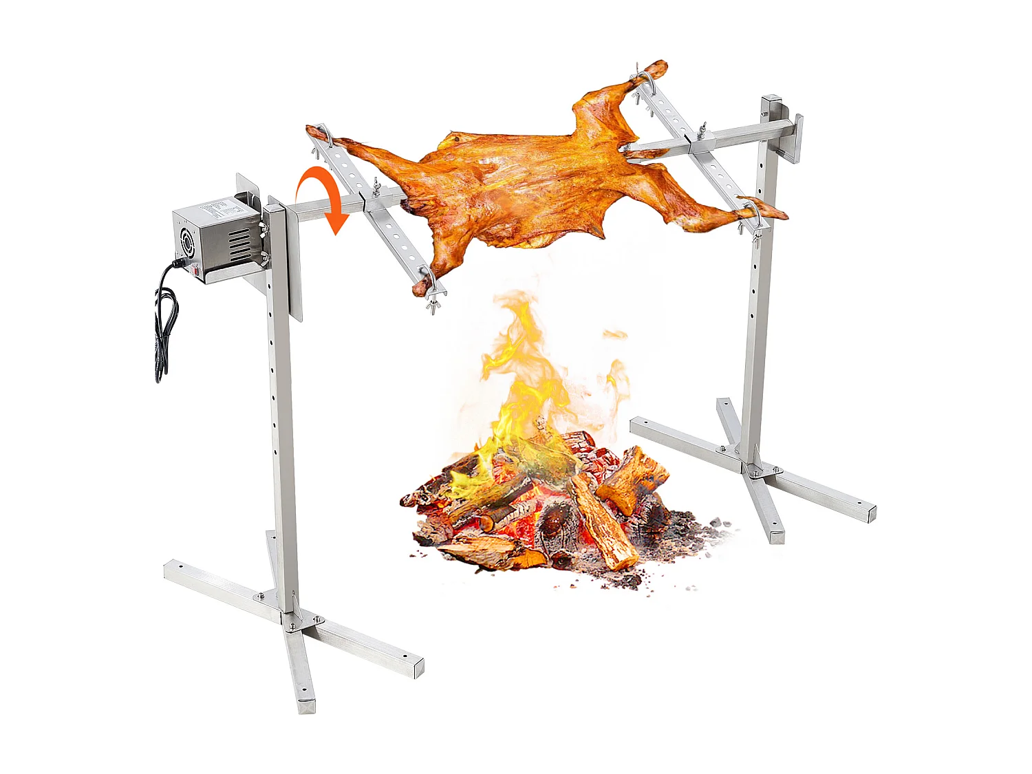 Barbecue à Rôtisserie SucceBuy Kit de Rôtisserie pour Barbecue Électrique de 117 cm, Gril en Acier Inoxydable de 60 kg pour Porc et Agneau