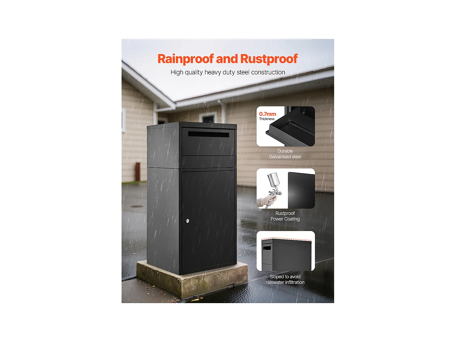 Boîte aux Lettres SucceBuy Boîte de Dépôt de Colis Extérieure Sécurisée avec Serrure, 91 cm de Large, pour le Stockage de Livraison