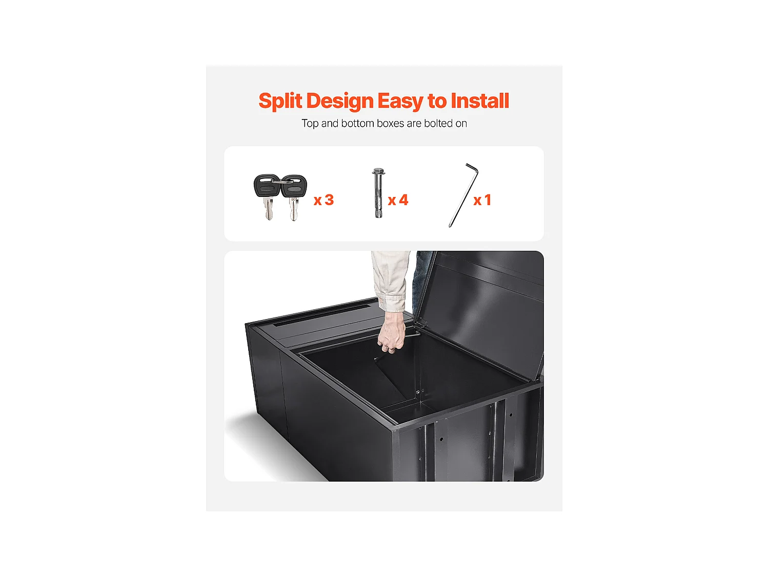 Boîte aux Lettres SucceBuy Boîte de Dépôt de Colis Extérieure Sécurisée avec Serrure, 91 cm de Large, pour le Stockage de Livraison