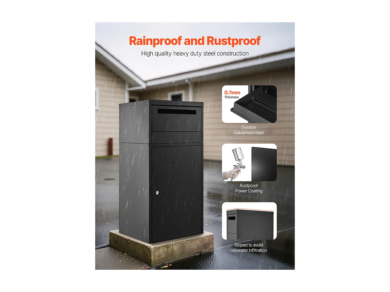 Briefkasten SucceBuy Sicherer Paketkasten für den Außenbereich mit Schloss, 91 cm Breit, für die Zustellung