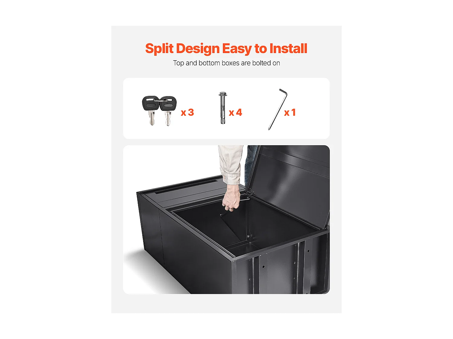 Briefkasten SucceBuy Sicherer Paketkasten für den Außenbereich mit Schloss, 91 cm Breit, für die Zustellung