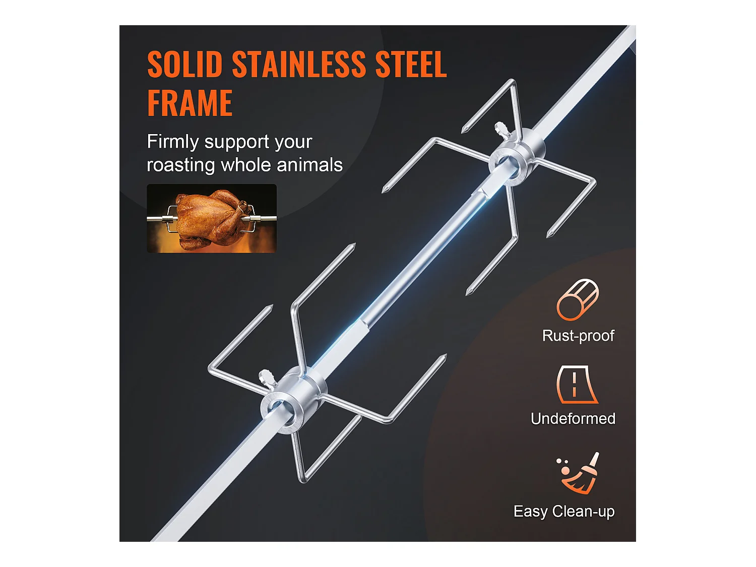 Barbecue à Rôtisserie SucceBuy Kit de Rôtisserie Grill 81/99 cm Tige de Broche Moteur Électrique Rôtissoire pour Barbecue Universel