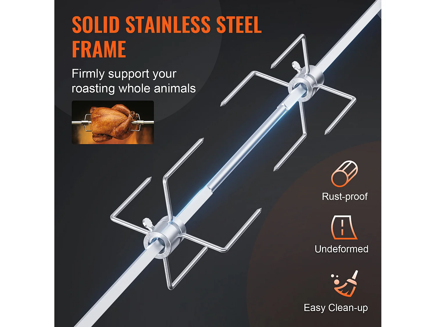 Barbecue à Rôtisserie SucceBuy Kit de Rôtisserie Grill 81/99 cm Tige de Broche Moteur Électrique Rôtissoire pour Barbecue Universel
