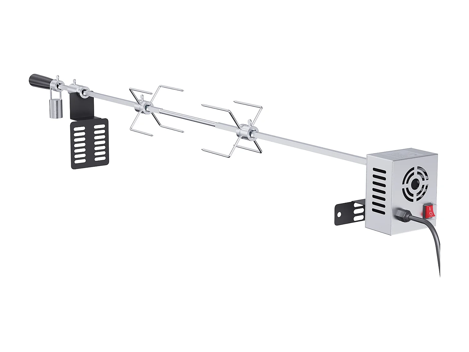 Barbecue à Rôtisserie SucceBuy Kit de Rôtisserie Grill 81/99 cm Tige de Broche Moteur Électrique Rôtissoire pour Barbecue Universel