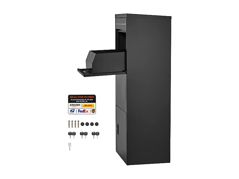 Skrzynka Pocztowa SucceBuy Zamykana Zewnętrzna Skrzynka na Przesyłki, 119 cm, Bezpieczna Skrzynka na Przesyłki