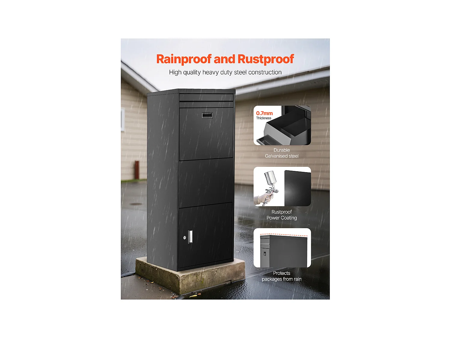 Boîte aux Lettres SucceBuy Boîte de Livraison de Colis Extérieure Verrouillable, 119 cm, Boîte de Dépôt Sécurisée