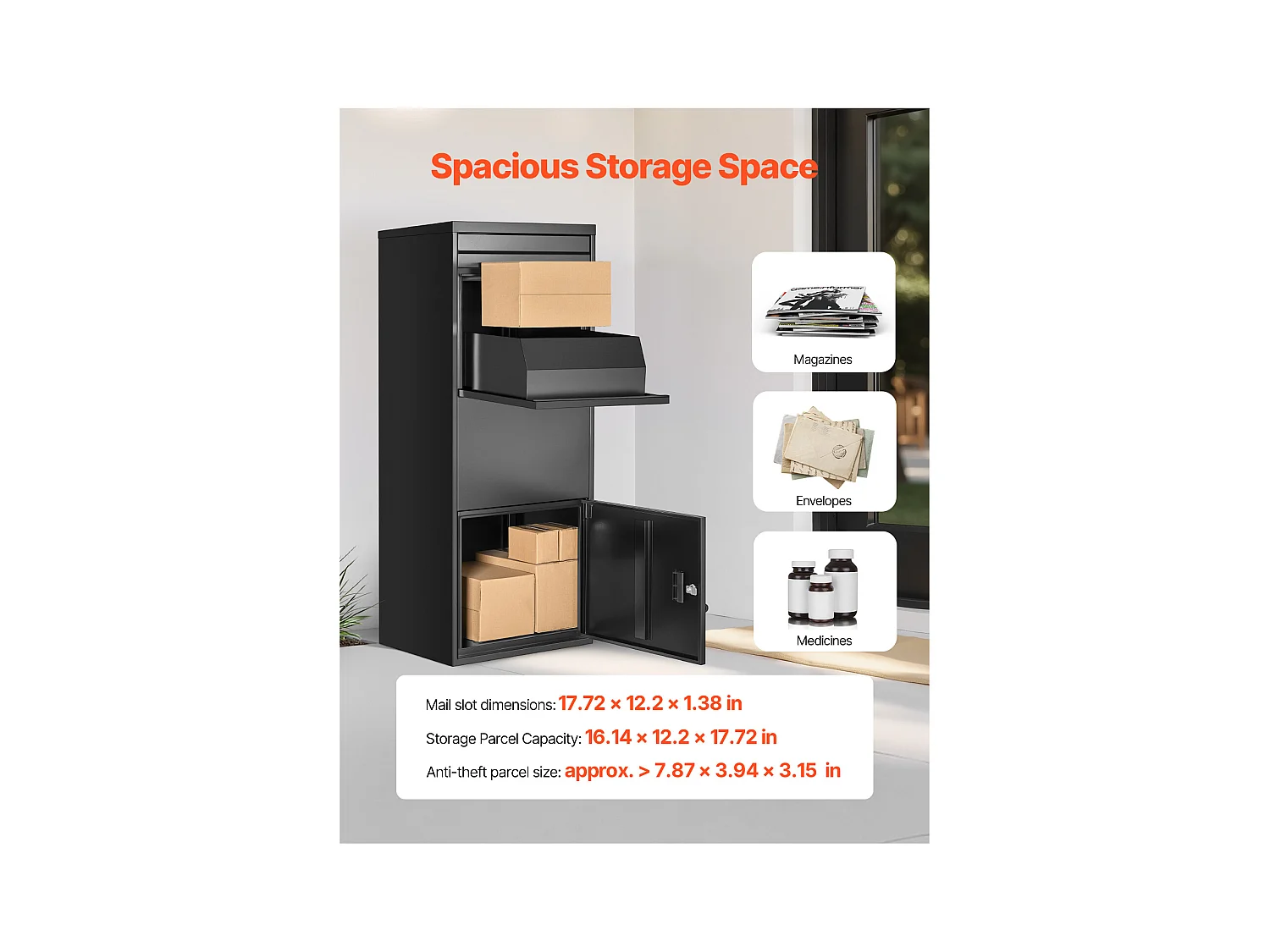 Boîte aux Lettres SucceBuy Boîte de Livraison de Colis Extérieure Verrouillable, 119 cm, Boîte de Dépôt Sécurisée