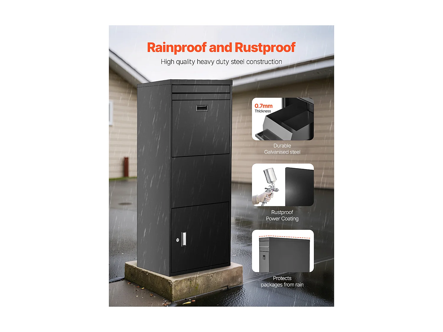 Boîte aux Lettres SucceBuy Boîte de Livraison de Colis Extérieure Verrouillable, 119 cm, Boîte de Dépôt Sécurisée