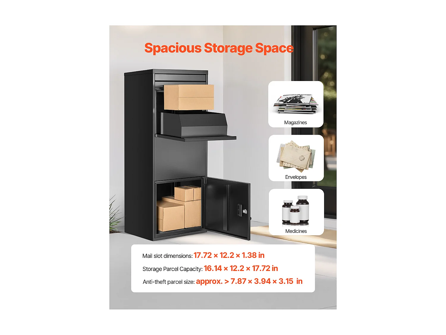 Boîte aux Lettres SucceBuy Boîte de Livraison de Colis Extérieure Verrouillable, 119 cm, Boîte de Dépôt Sécurisée