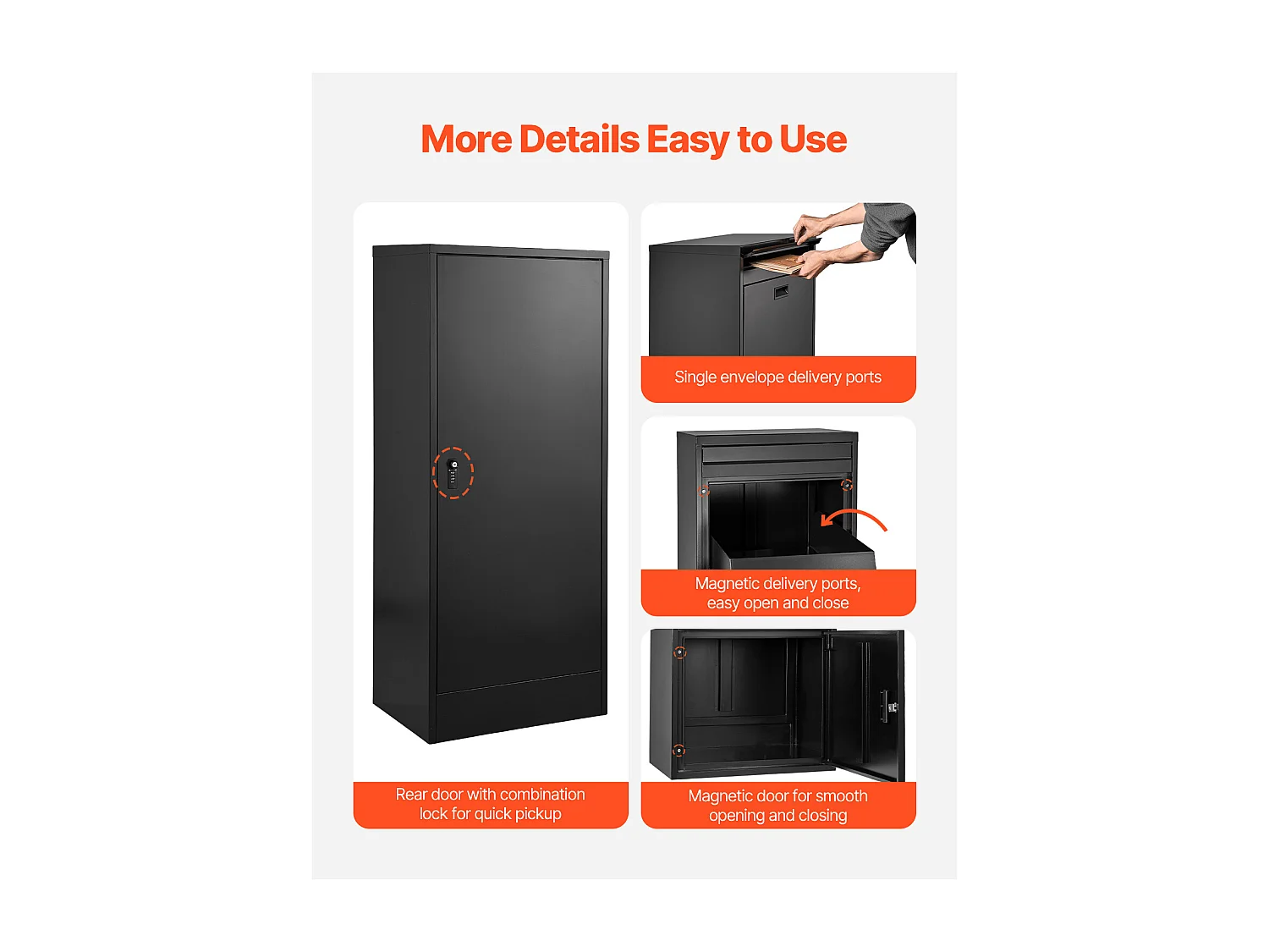 Boîte aux Lettres SucceBuy Boîte de Livraison de Colis Extérieure Verrouillable, 119 cm, Boîte de Dépôt Sécurisée