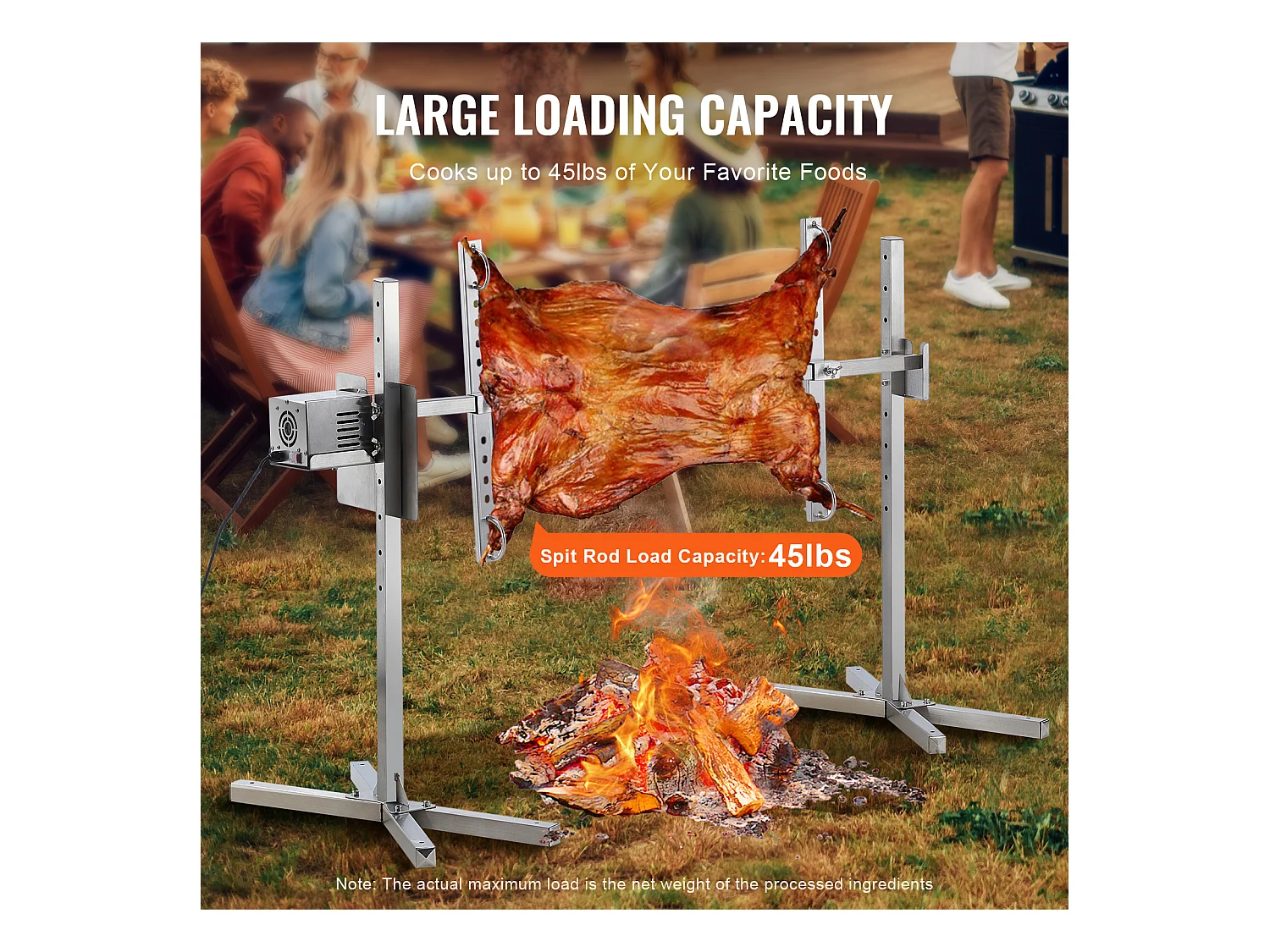 Barbecue à Rôtisserie SucceBuy Kit de Gril à Rôtisserie pour Barbecue Électrique pour Porc et Agneau, Il Est Doté d'un Moteur Automatique de 42 W