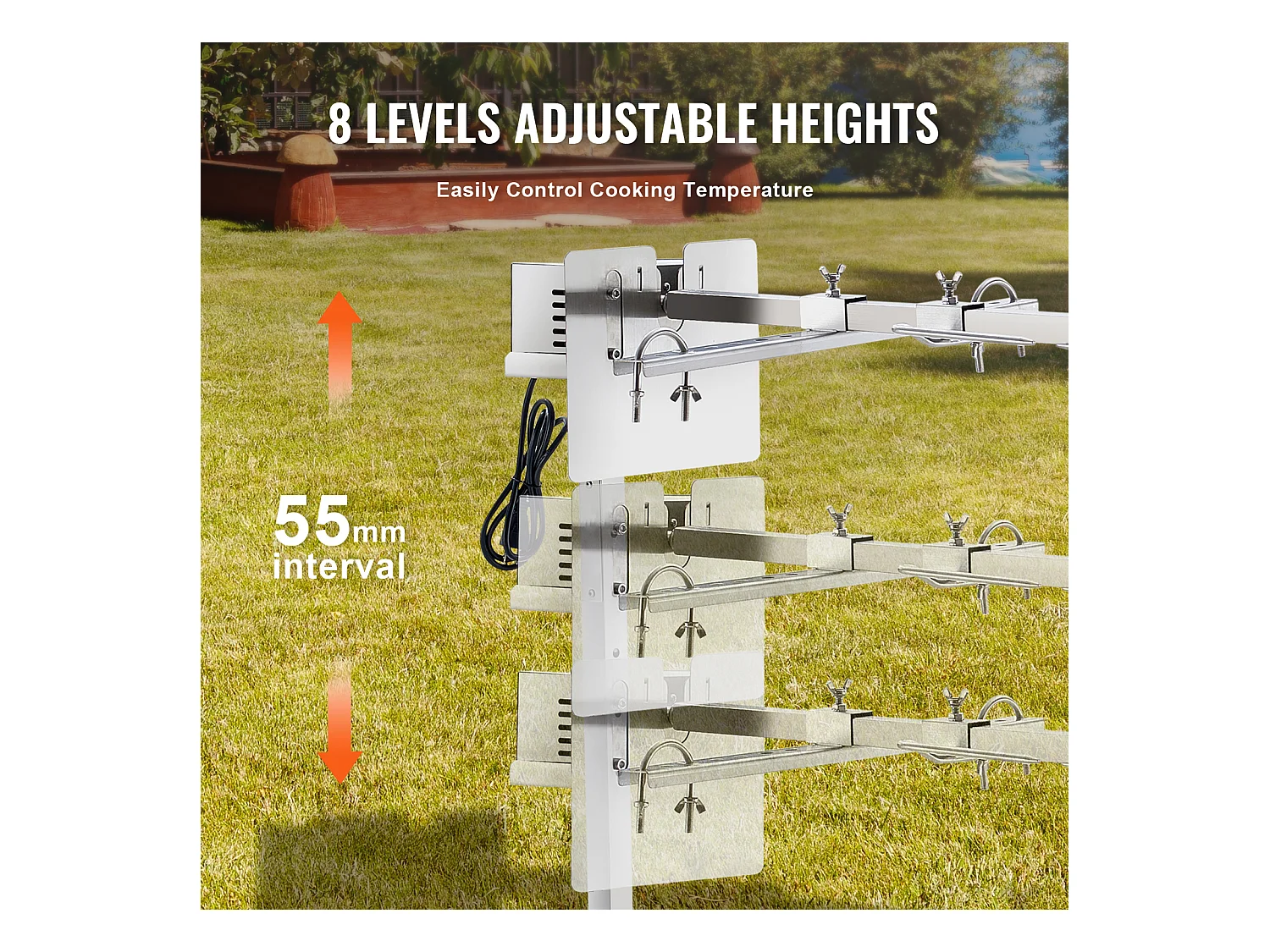 Barbecue à Rôtisserie SucceBuy Kit de Gril à Rôtisserie pour Barbecue Électrique pour Porc et Agneau, Il Est Doté d'un Moteur Automatique de 42 W