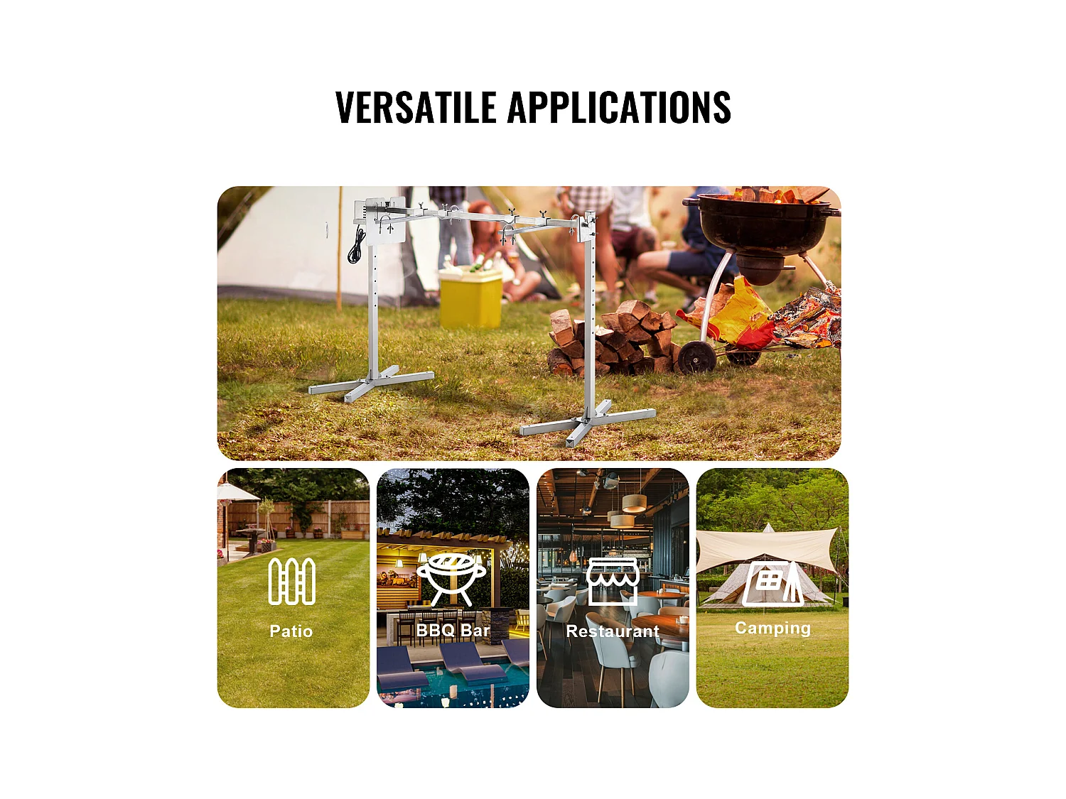 Barbecue à Rôtisserie SucceBuy Kit de Gril à Rôtisserie pour Barbecue Électrique pour Porc et Agneau, Il Est Doté d'un Moteur Automatique de 42 W